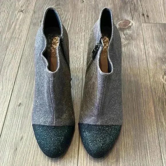 Vince Camuto Leather Black, Gray, and Silver Sparkling  Booties | Size 8.5 - Picture 2 of 13